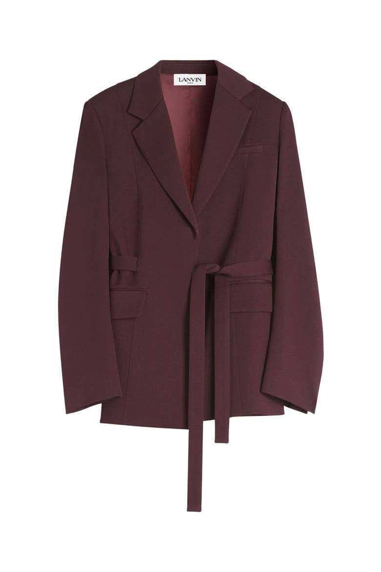 BELTED JACKET, Alternate, color, BURGUNDY