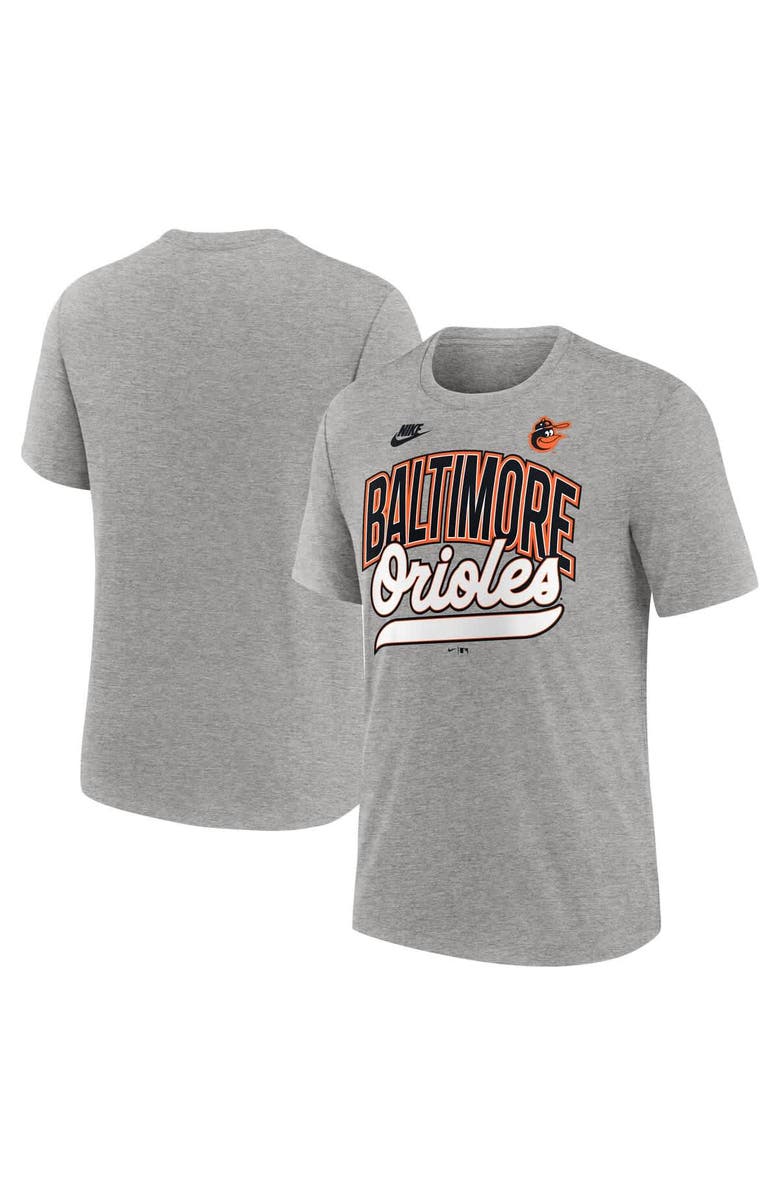 Nike Men's Nike Heather Gray Baltimore Orioles Cooperstown Collection Retro Tri-Blend T-Shirt, Main, color, Heather Gray