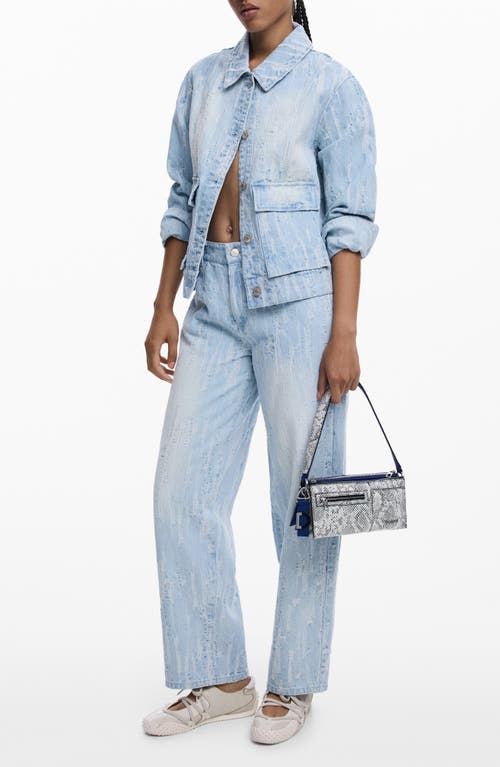 Desigual Two Tone Snake Embossed Shoulder Bag In Blue