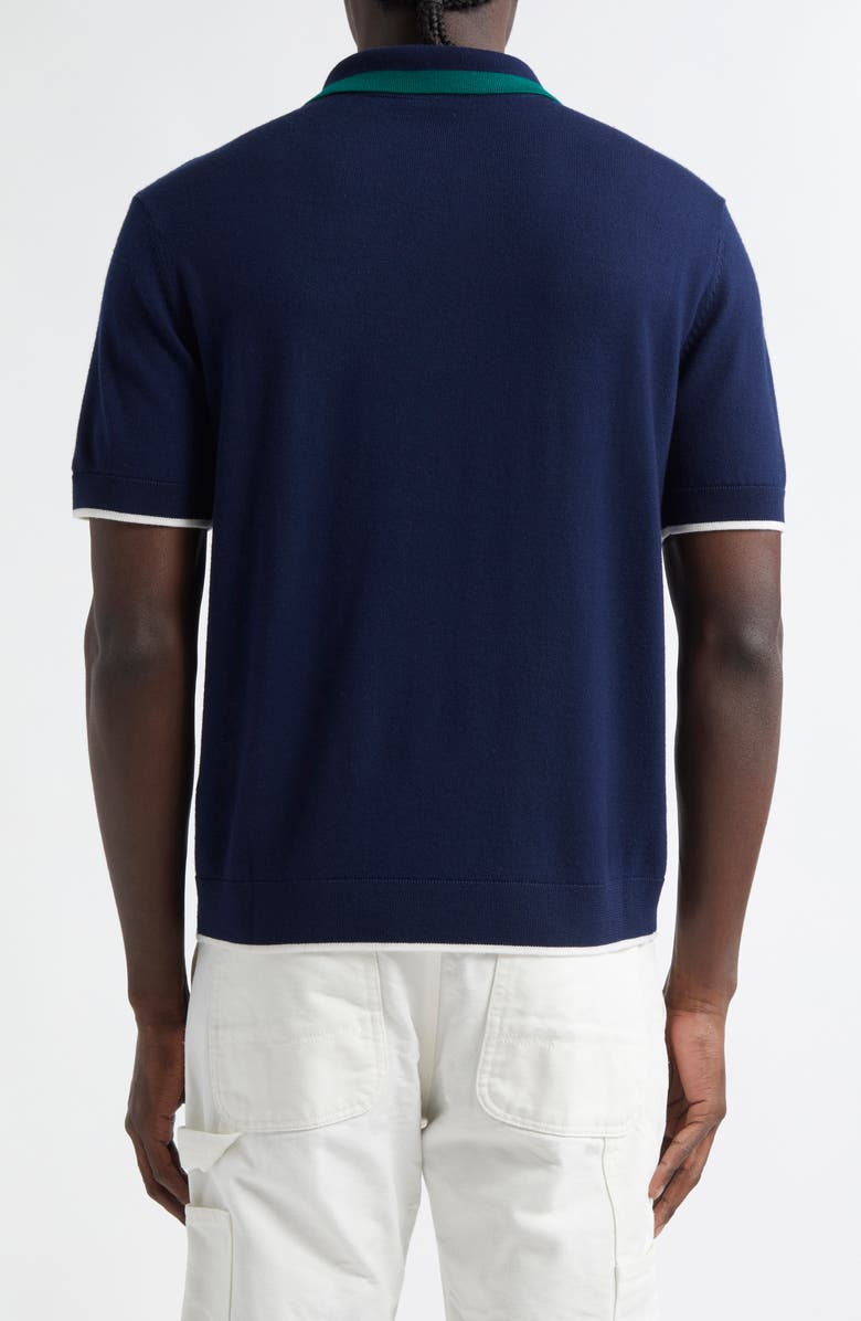 Casablanca Merino Wool Tennis Polo, Alternate, color, Navy