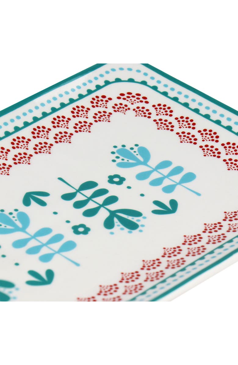 Gibson Home Village Vines 10.6 Inch Fine Ceramic Rectangular Platter, Alternate, color, Multi