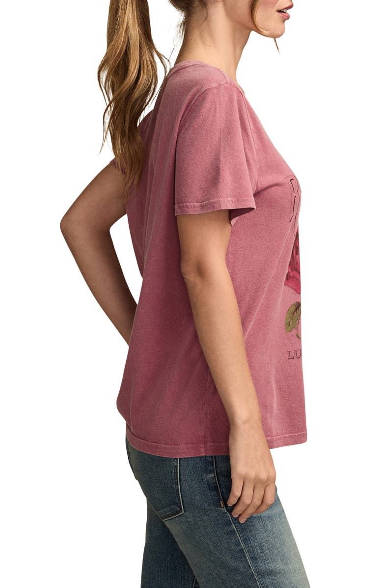 Lucky Brand Rose Culture Graphic Cotton T-Shirt, Alternate, color, Rose Wine