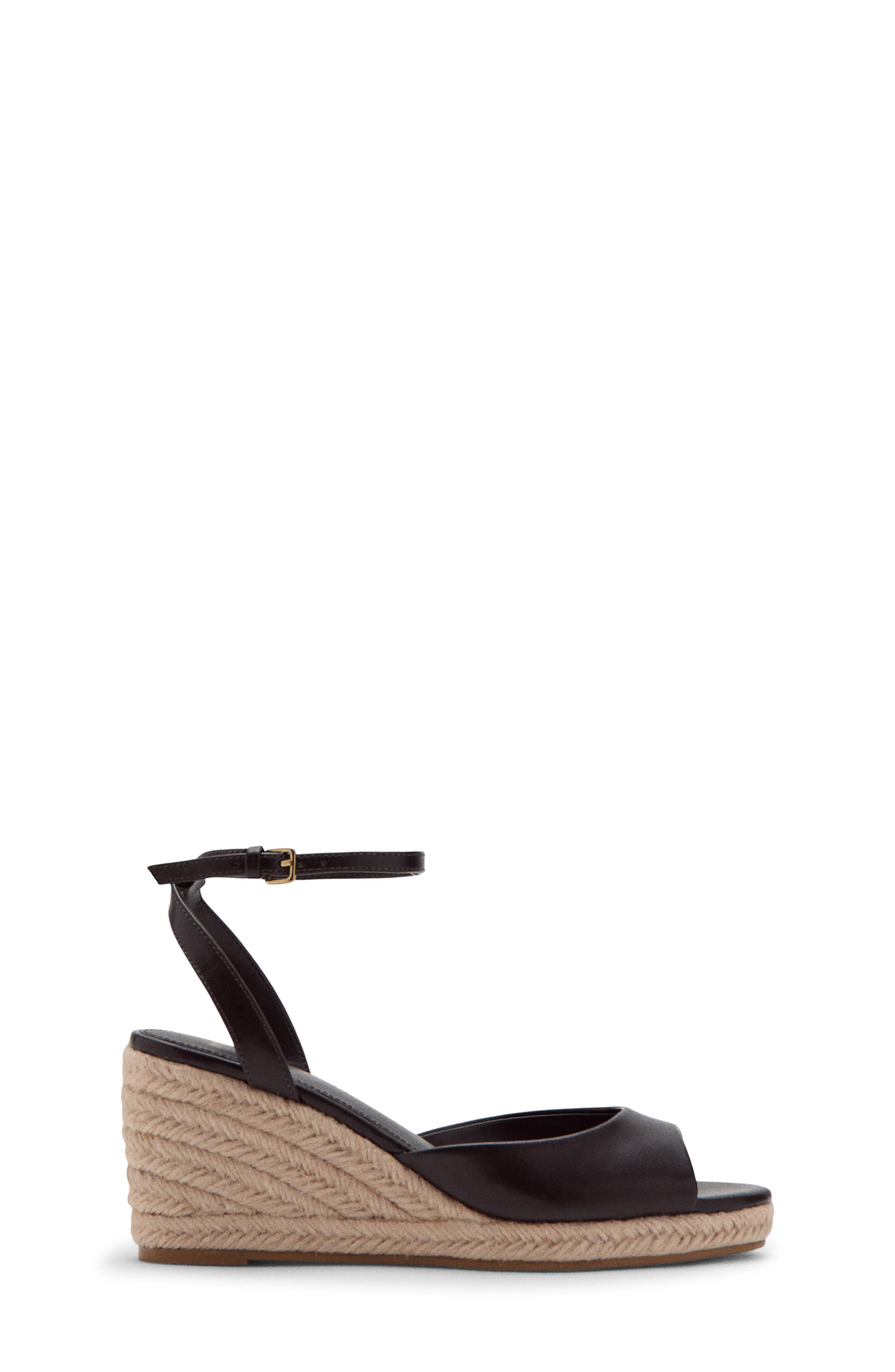 Ankle Strap Open Toe Wedge Espadrille, Alternate, color, CHOCOLATE