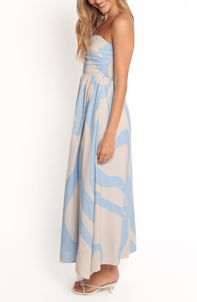Petal & Pup Nesta Strapless Maxi Dress, Alternate, color, Blue Cream