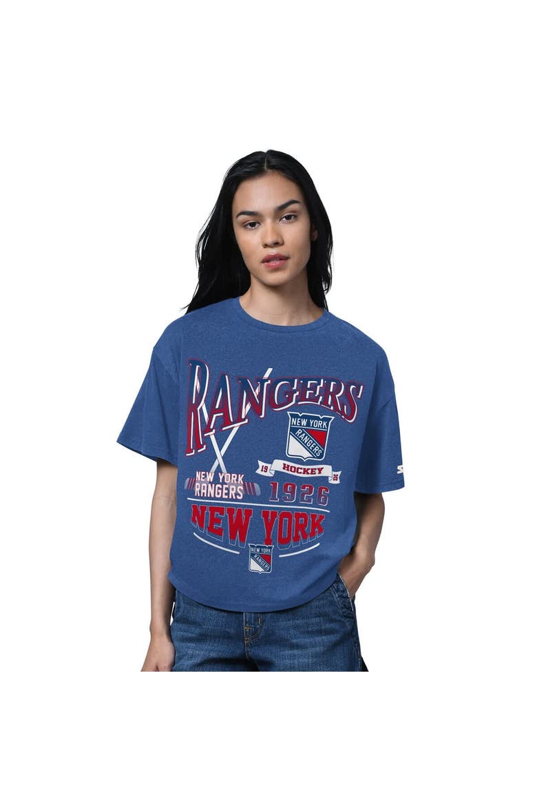Women's Starter Heather Blue New York Rangers Oversized Hall of Fame T-Shirt, Main, color, Heather Blue