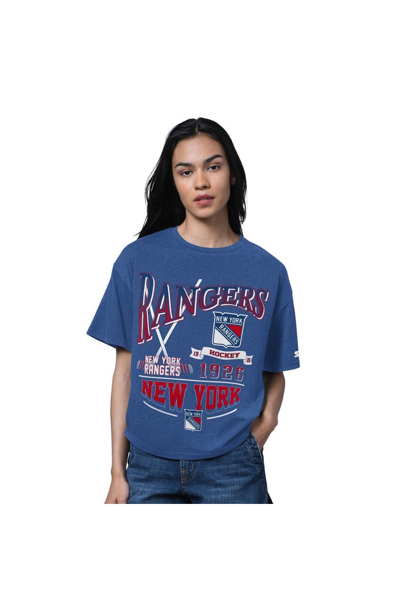 STARTER Women
s Starter Heather Blue New York Rangers Oversized Hall of Fame T-Shirt, Main, color, Heather Blue