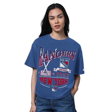 Women's Starter Heather Blue New York Rangers Oversized Hall of Fame T-Shirt