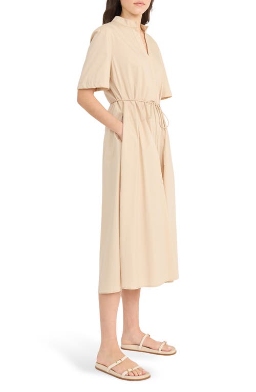 Luxely Tie Belt Midi Shirtdress In Irish Cream