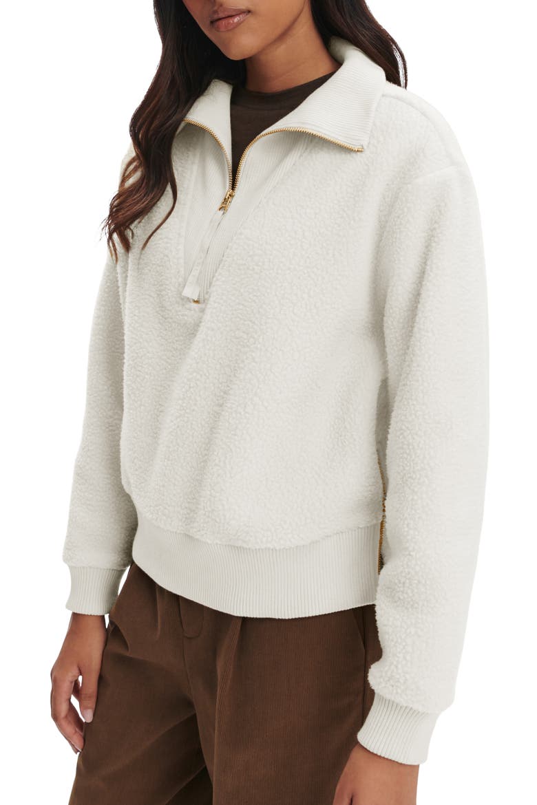 Jaylin High Pile Fleece Half-Zip Pullover, Alternate, color, EGRET