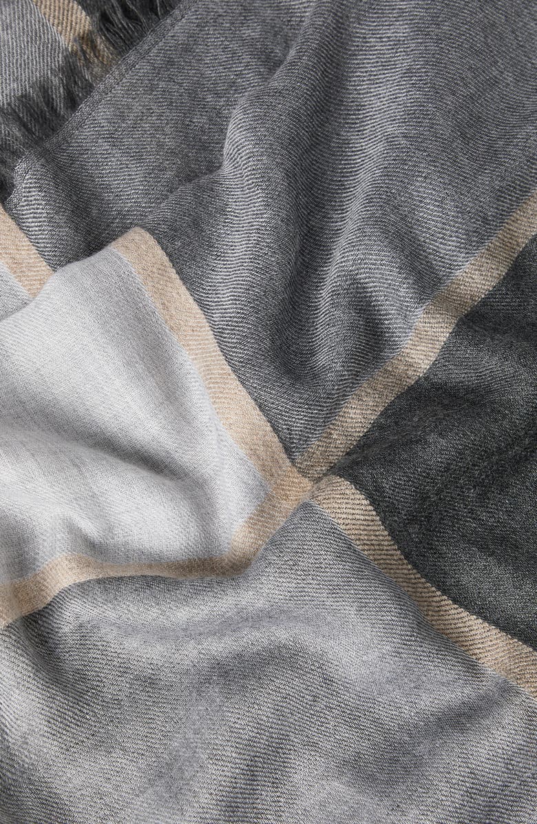 Brunello Cucinelli Cashmere and silk color block scarf, Alternate, color, Lead