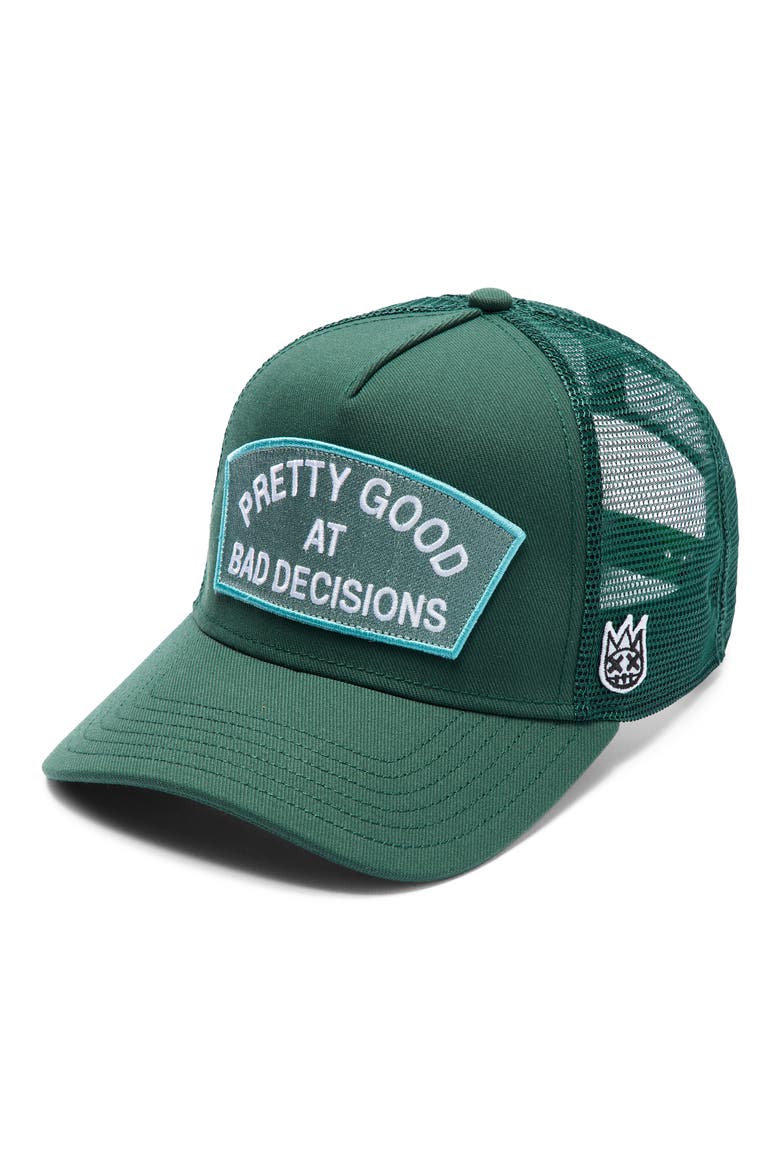 Good at Bad Decisions Trucker Hat, Main, color, BAYBERRY