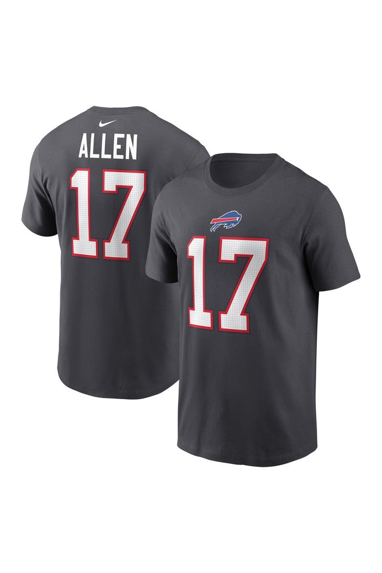 Men's Nike Josh Allen Anthracite Buffalo Bills Name & Number T-Shirt, Main, color, Anthracite