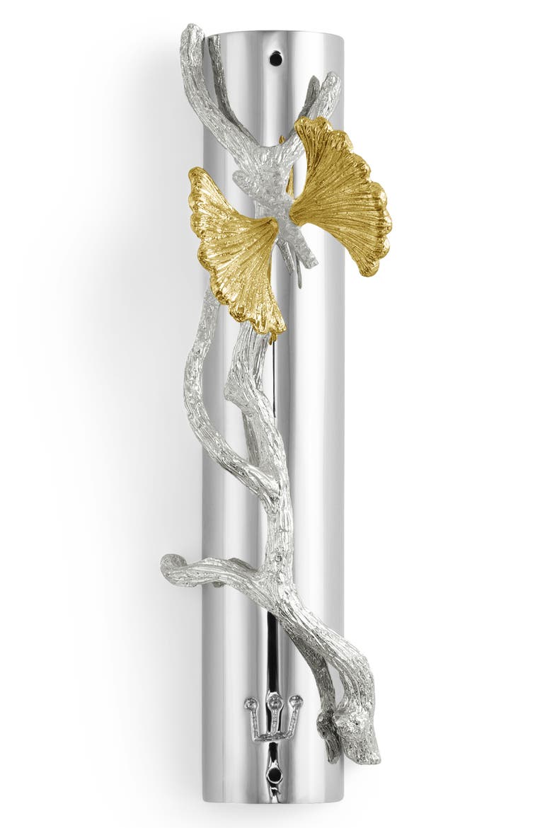 Butterfly Ginkgo Luxe Mezuzah, Main, color, SILVER