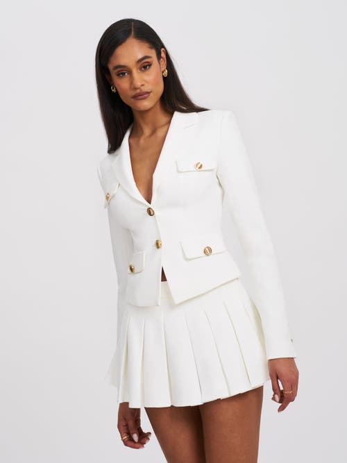 Miss Circle Oakley Structured Tailored Button Blazer Jacket In White