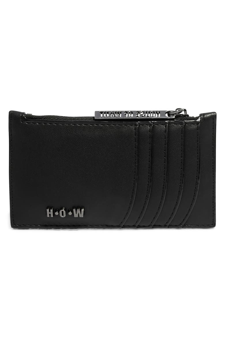 H.O.W. We Swipe Beaded Vegan Leather Card Case, Alternate, color, BLACK DIAMANTE