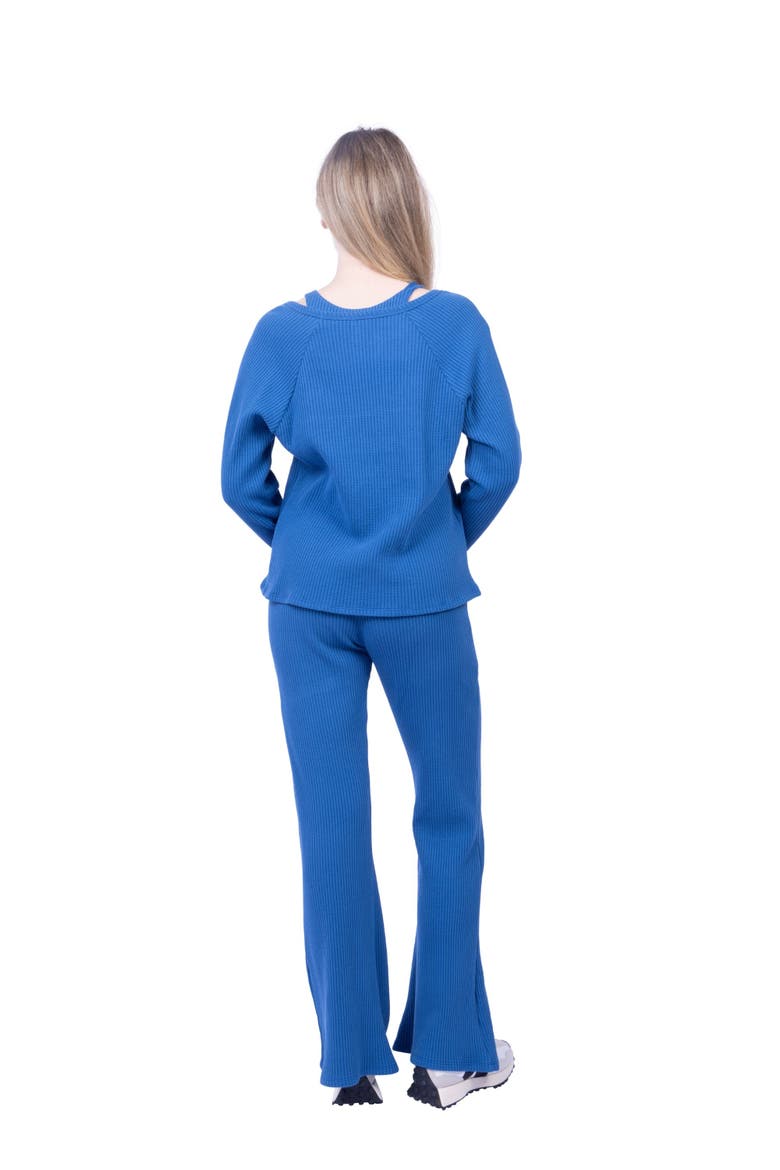 Jules Waffle Knit Organic Cotton V-Neck Pullover, Alternate, color, Iced Coffee