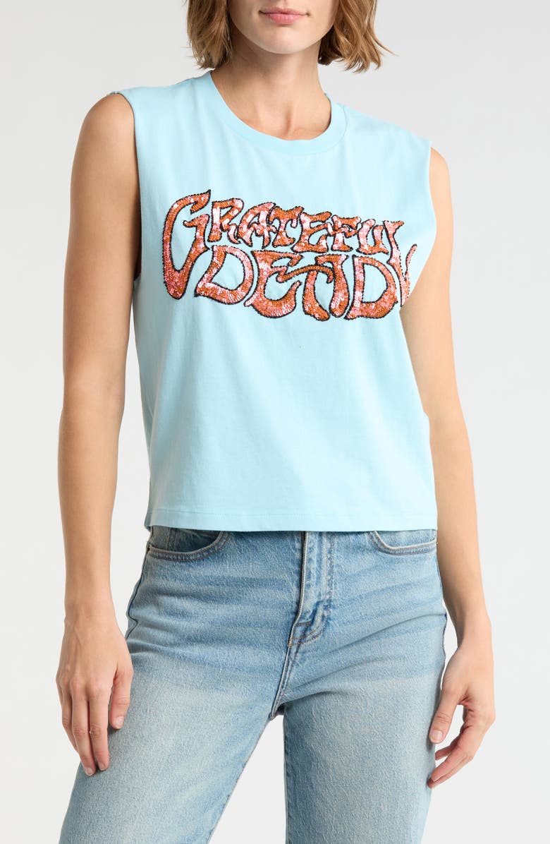 Alice + Olivia Micah Embellished Muscle Tank, Main, color,