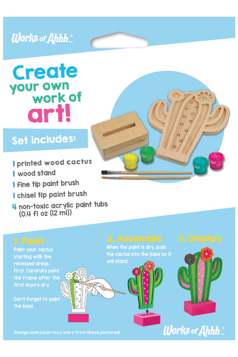 Cactus Wood Craft & Paint Kit, Alternate, color, Multicolor