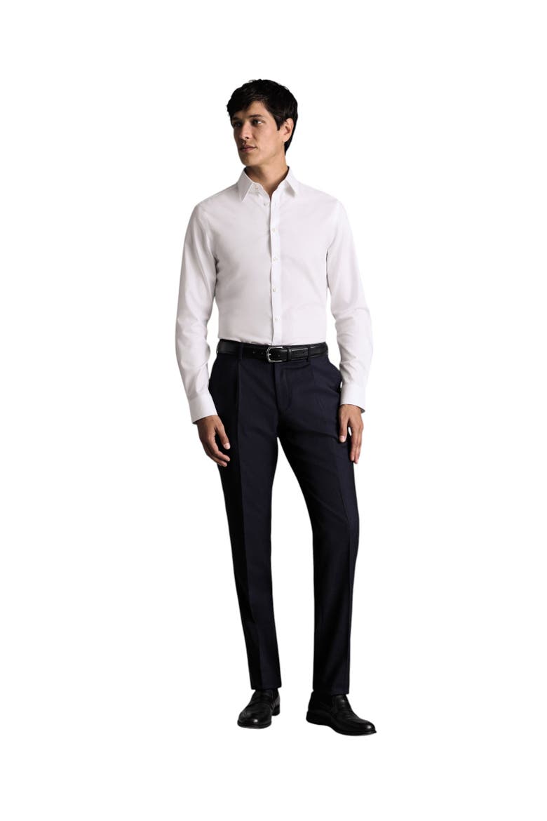 Stretch Wool Slim Fit Pleated Pants, Alternate, color, Navy