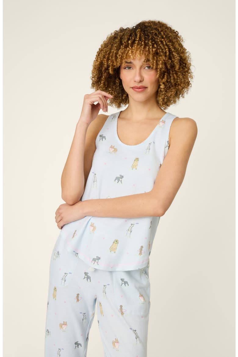 Bark Park Peached Jersey Pajamas, Alternate, color, BLUE ICE