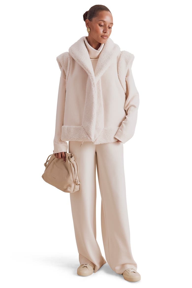 x Cellajaneblog Faux Shearling Vest, Alternate, color, PORCELAIN BEIGE