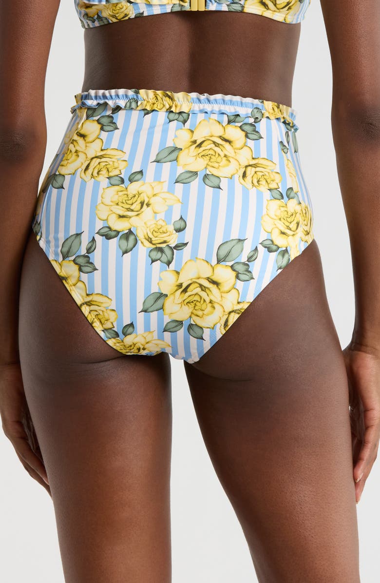Hutch Ruffle Trim High Waist Bikini Bottoms, Alternate, color, Yellow Rose