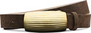 L'AGENCE Machado Ribbed Domed Suede Belt