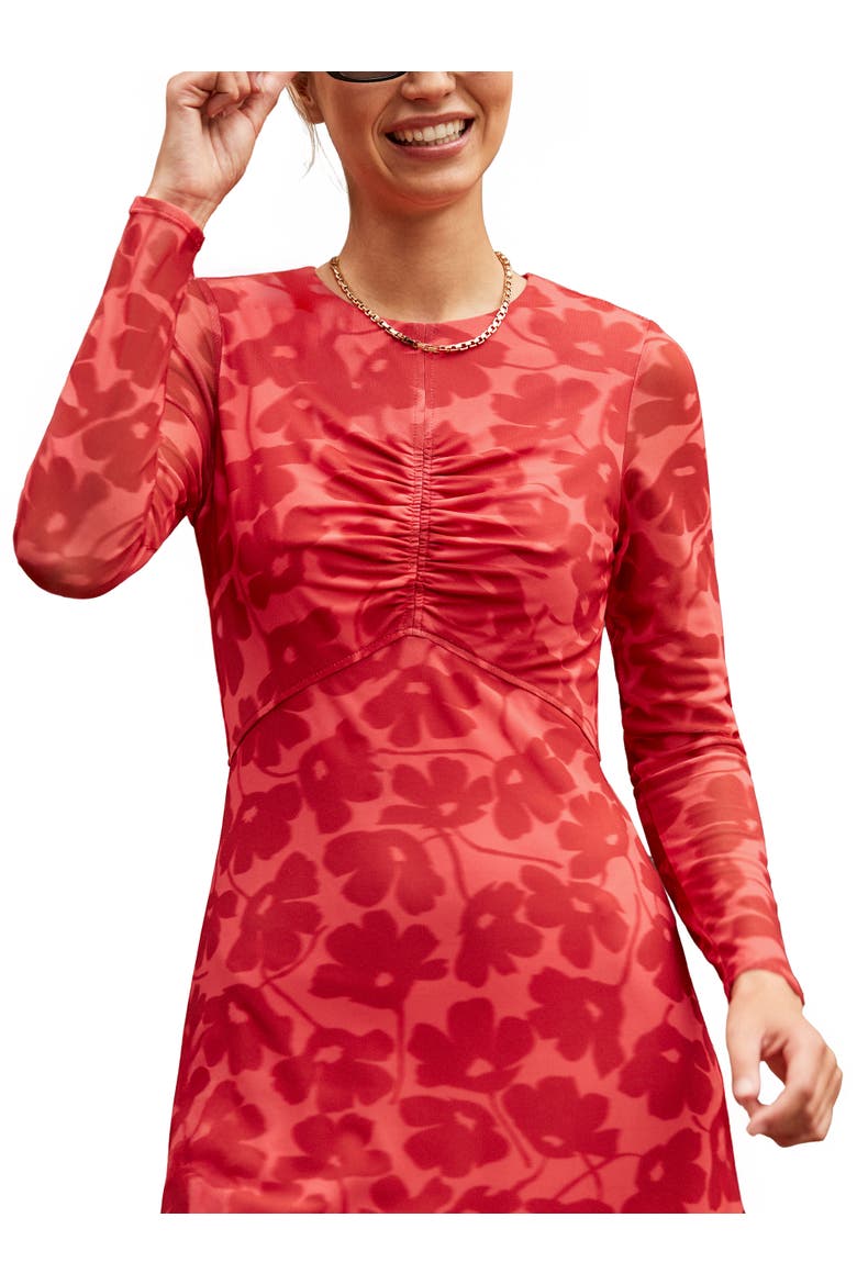 Mesh Print Dress, Alternate, color, Red