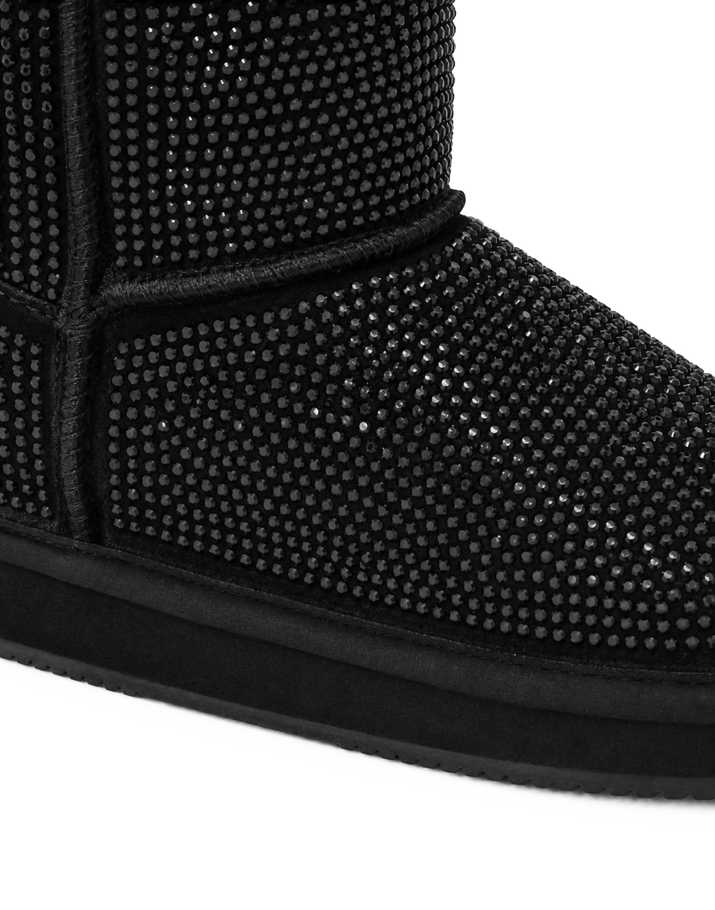 Fake Suede Winter Boots Strass Women, Alternate, color, black