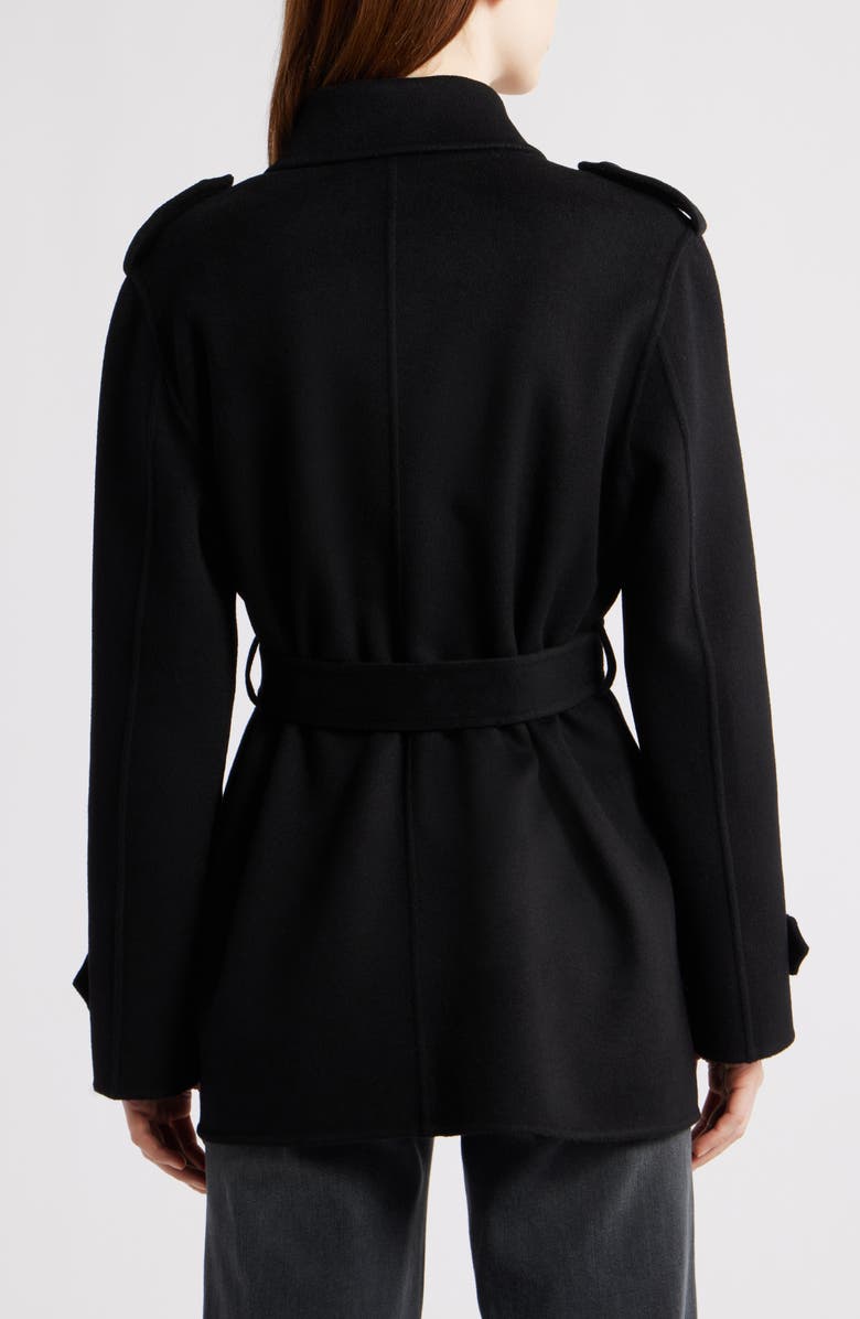 Michael Kors Double Face Wool Blend Crop Trench Coat, Alternate, color, Black