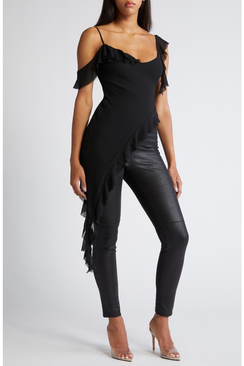 Asymmetric Chiffon Minidress, Main, color, BLACK