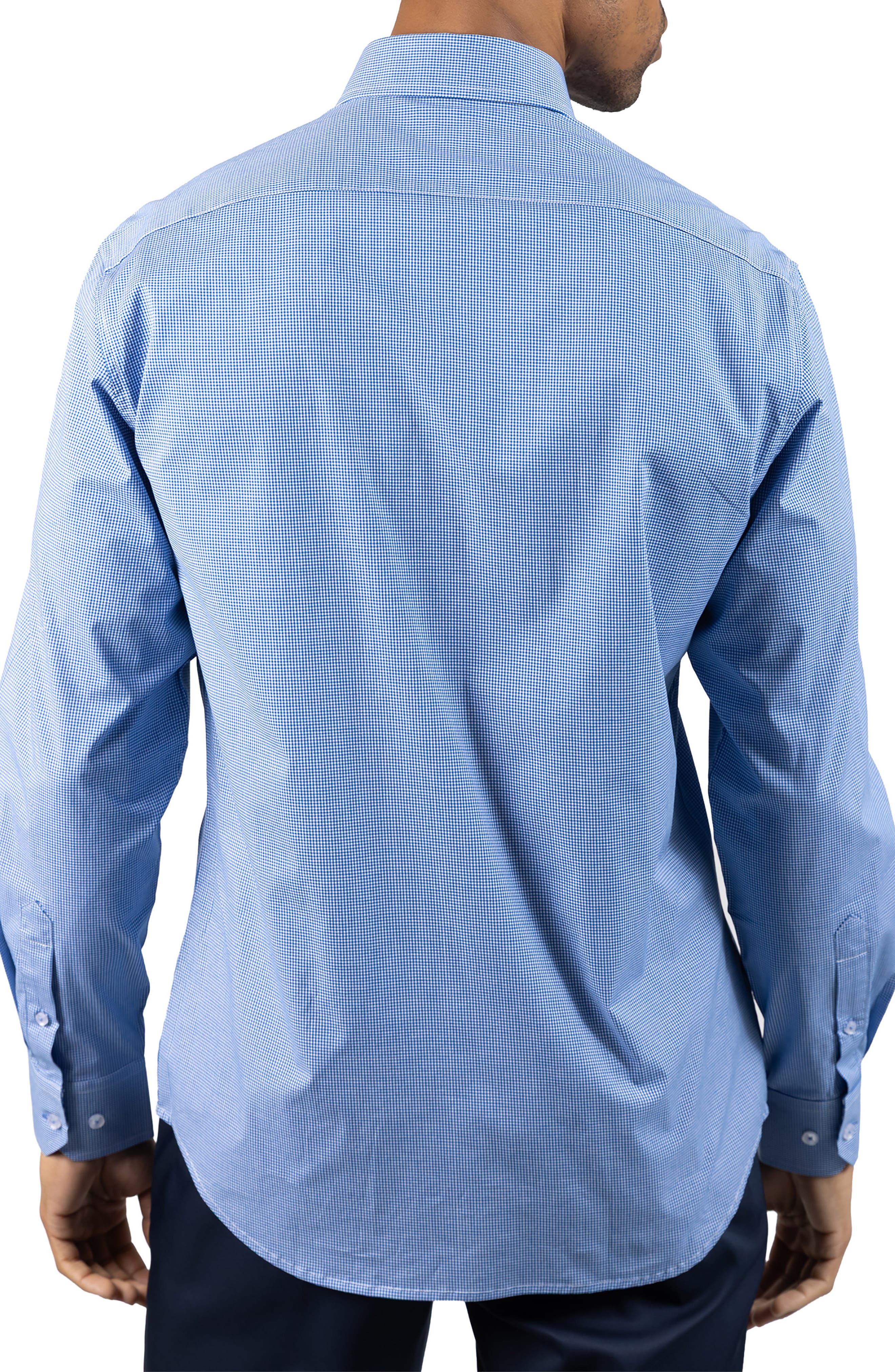 Micro Gingham Stretch Cotton Button-Up Shirt - image 2
