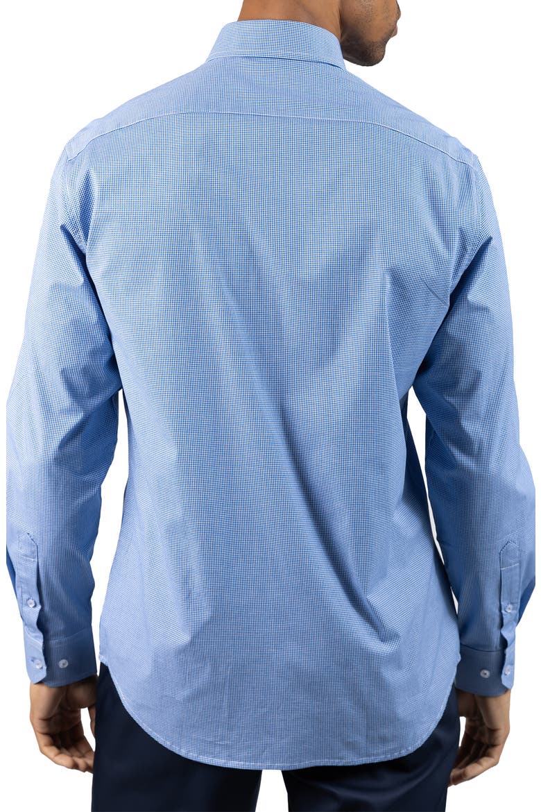 Micro Gingham Stretch Cotton Button-Up Shirt, Alternate, color, ROYAL