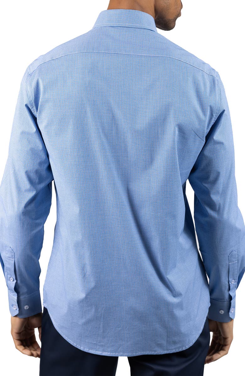 TailorByrd Micro Gingham Stretch Cotton Button-Up Shirt, Alternate, color, Royal