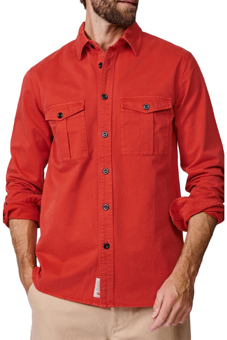 Cole Long Sleeve Twill Overshirt, Alternate, color, Washed Red
