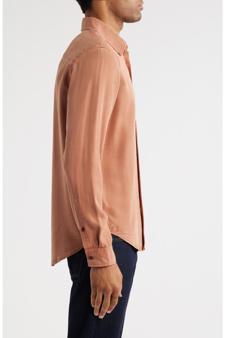 Aiden Solid Lyocell Button-Up Shirt, Alternate, color, MESA RUST