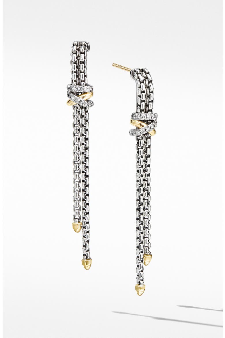 Helena Chain Drop Earrings with 18K Yellow Gold and Diamonds, Main, color, SILVER/ GOLD/ DIAMOND