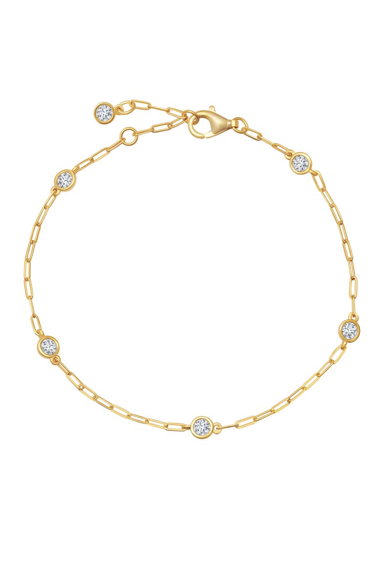 Aura Cubic Zirconia Station Bracelet, Main, color, 18KYG/ CLEAR STONE