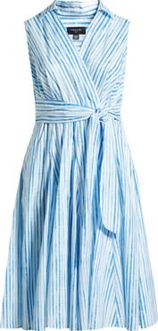 Tahari ASL Stripe Sleeveless Cotton Midi Dress