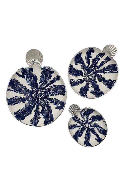 Lunares La Mar Round Serving Platter In Blue