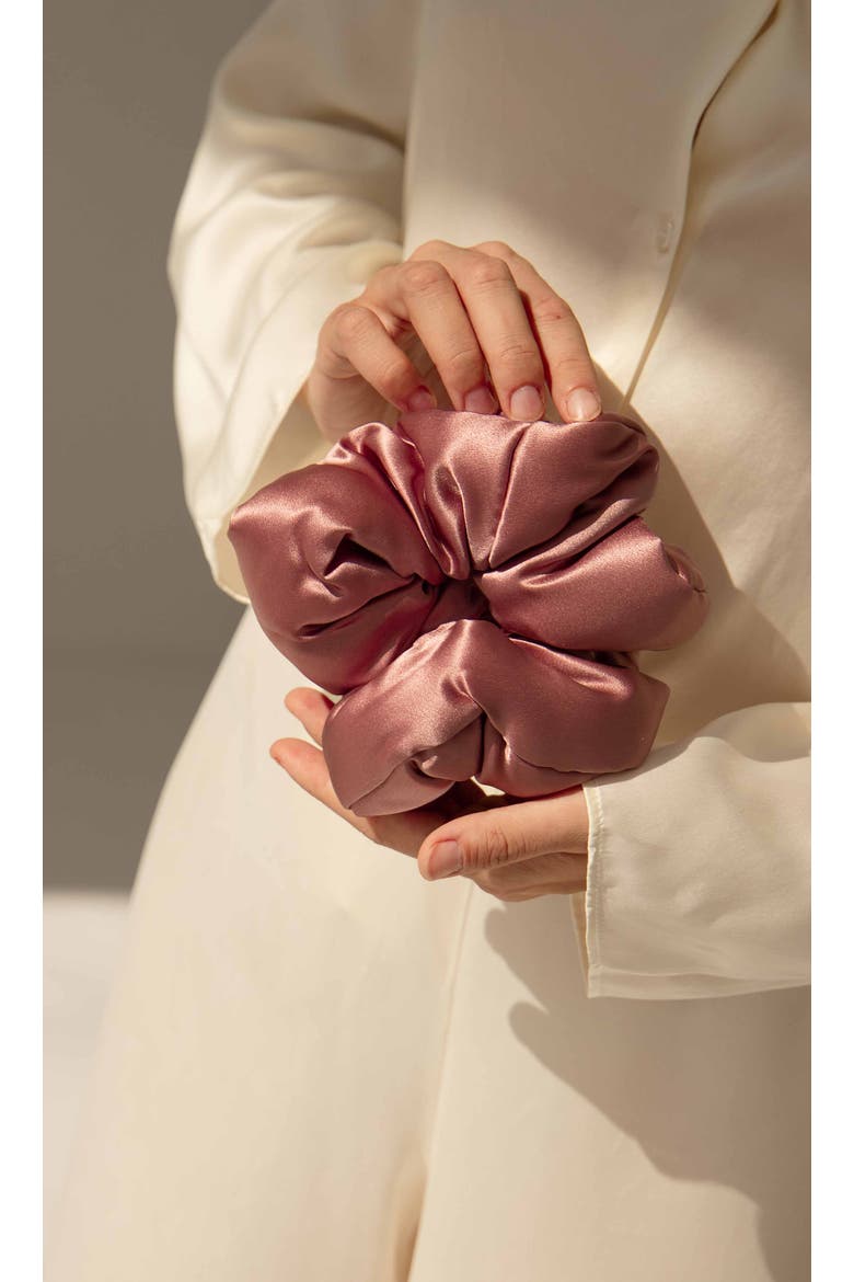Silk Padded Scrunchie, Alternate, color, Damask Rose
