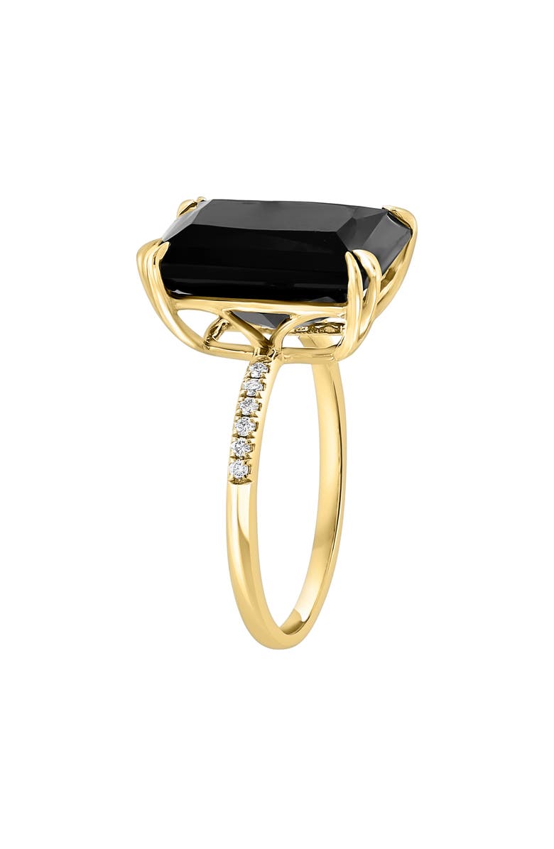 EFFY 14K Yellow Gold Diamond Trim Onyx Ring - 0.05 ctw, Alternate, color, Black