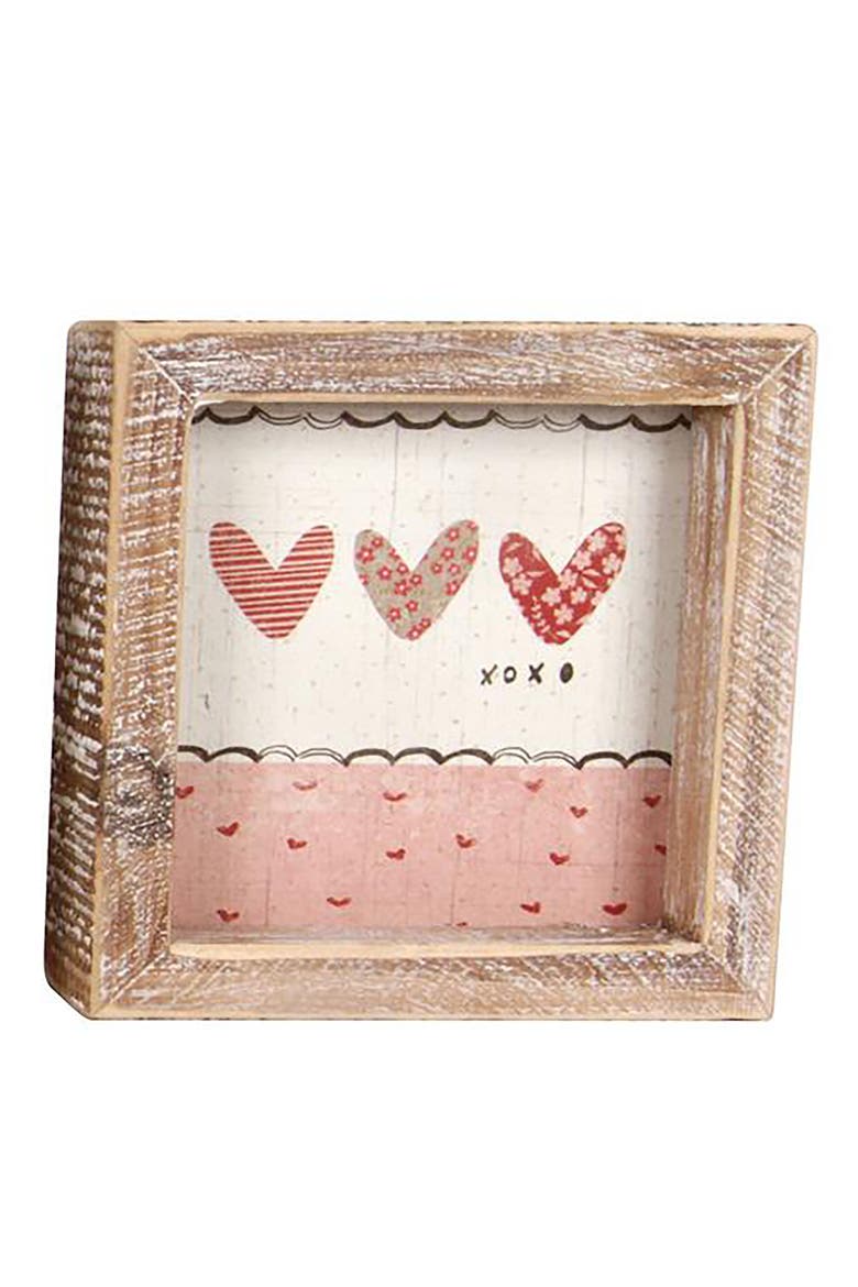 Wood MDF Paper Framed Block Set of 4 Freestanding Signs for Home Decor and Office Display, Alternate, color, Beige