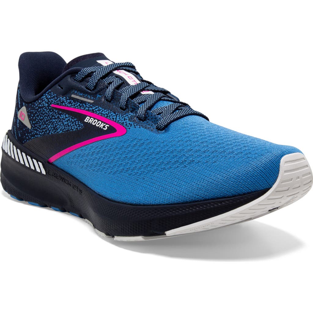 Brooks Women's Launch Gts 10 Running Shoes In Peacoat/marina Blue/pink Glo In Peacoat/marina Blue/pink Glo