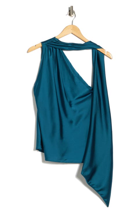 Scarf Detail One-Shoulder Satin Top