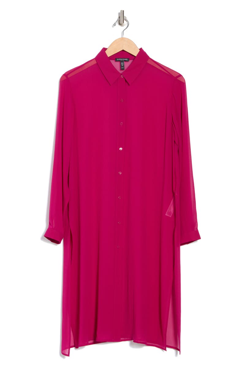 Eileen Fisher Long Sleeve Silk Shirt Dress, Alternate, color,