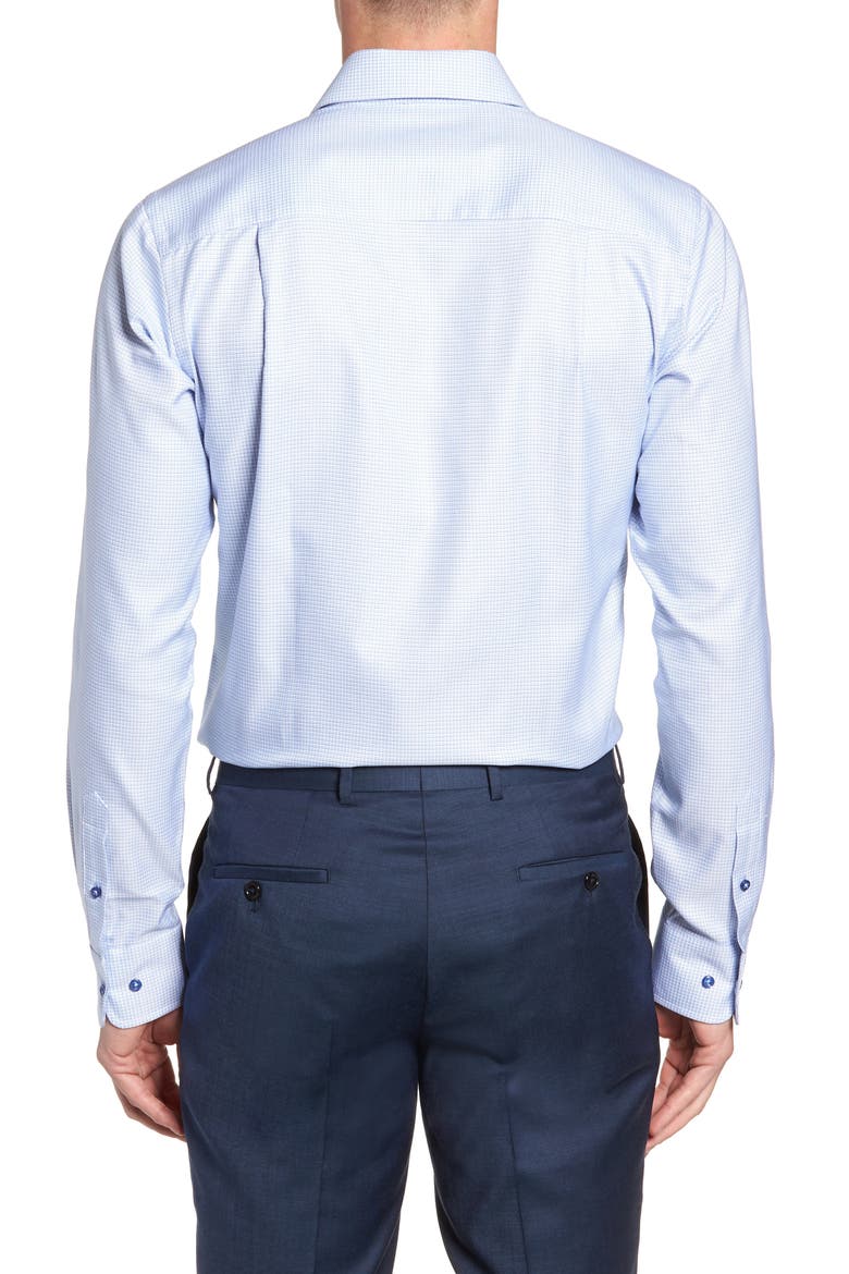 Trim Fit Check Dress Shirt, Alternate, color, BLUE