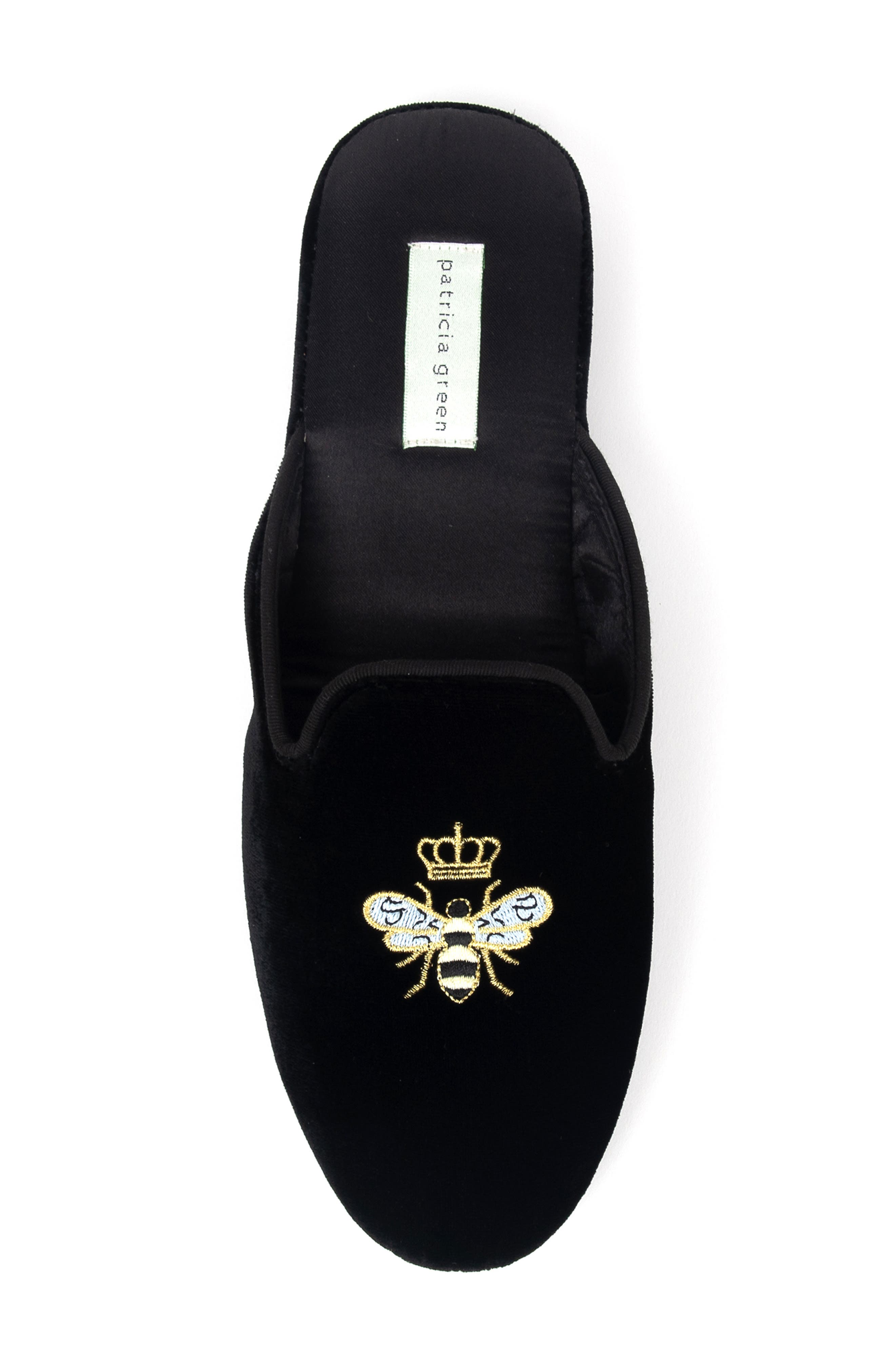 patricia green 'Queen Bee' Embroidered Slipper, Alternate, color, Black Velvet