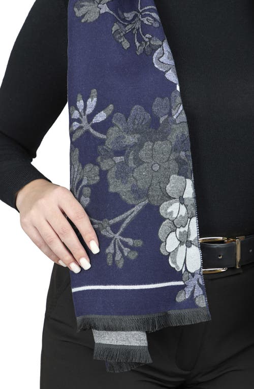 Saachi Floral Reversible Scarf In Navy