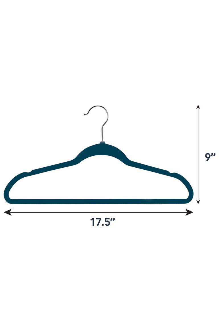 50 Piece Flocked Velvet Clothes Hangers with Stainless Steel Swivel Hooks, Alternate, color, Blue